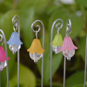 Fairy Lights Set Of 3 or 6 Iridescent Frosted Flower Miniature Fairy Garden Lights