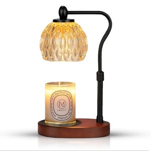 Electric Candle Warmer Lamp: Adjustable Height Glass Shade