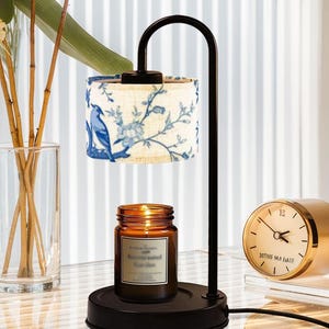 Custom Candle warmer lamp Toile blue and white candle, electric candle lamp desk lamp, bedside wax lamp candle warmer candle lover gift home