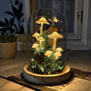White Handmade Mushroom Lamp | Fairycore Decor Gift | Bedroom Decor | Whimsical Decor | Art Deco Lamp