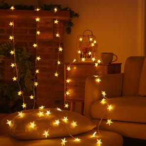Warm White LED Star String Lights: Fairy Garland, Indoor/Outdoor Decor