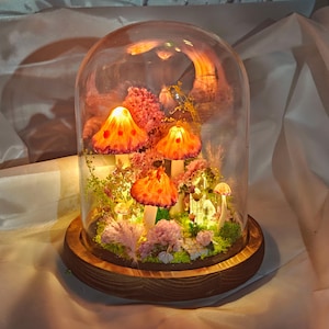 Fairy Mushroom Lamp, Glowing Crystal, Enchanted Forest Mushroom Lamp, Fantasy Crystal Nightlight, Unique Gift, Elegant Home Decor