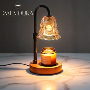 Antique Glass Candle Warmer Lamp – Adjustable Aromatherapy Wax Melt Light, Iron & Glass Candle Melting Lamp (Candle Not Included)