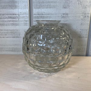 Vintage Fairy Lamp Round Clear Cubist Tea Light Holder Clear Candleholder Round Ball Shaped, Granny Decor, Cottage Core, Farmhouse, Bathroom