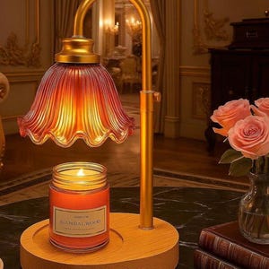 Vintage Glass Aromatherapy Candle Warmer Lamp - Gold Accent Décor