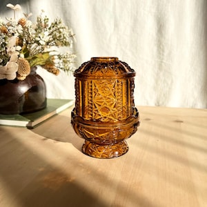 Vintage Indiana Glass Fairy Lamp | Stars and Bars Pattern